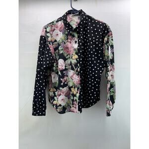 Vintage studio 199 women’s m floral/ polka dot button up blouse